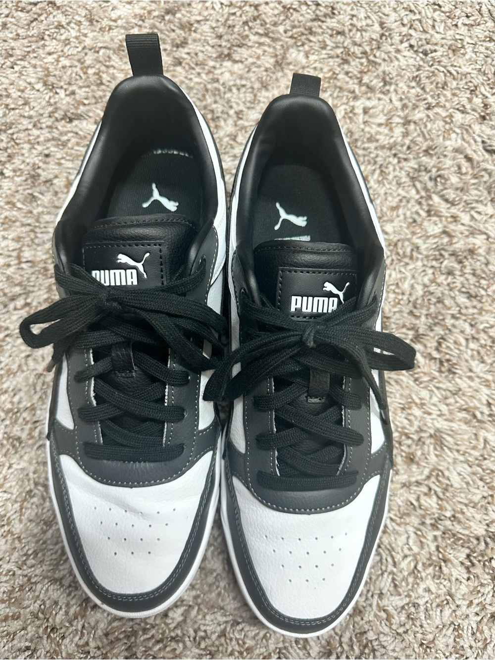 Puma Men’s Black and White Lace-Up Sneakers